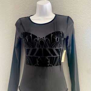 NWT Arden B. Long sleeve sheer bodysuit